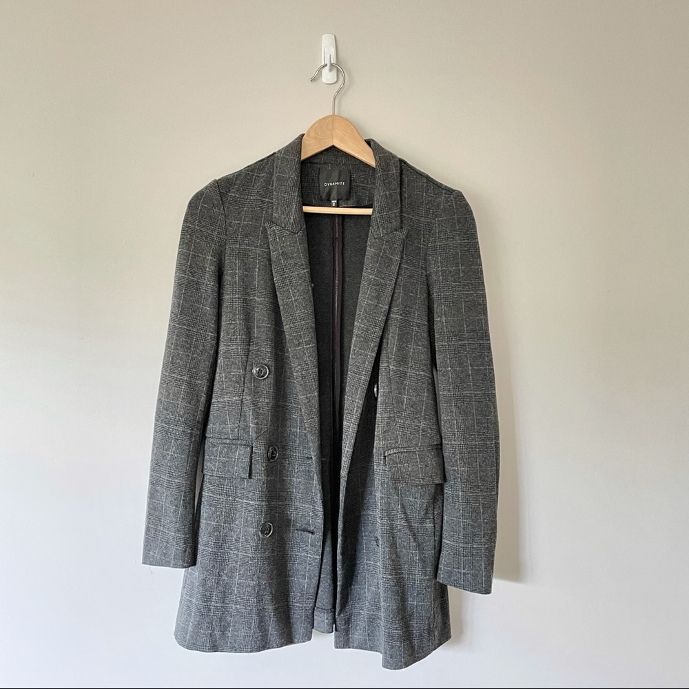 Dynamite | grey plaid blazer, XS